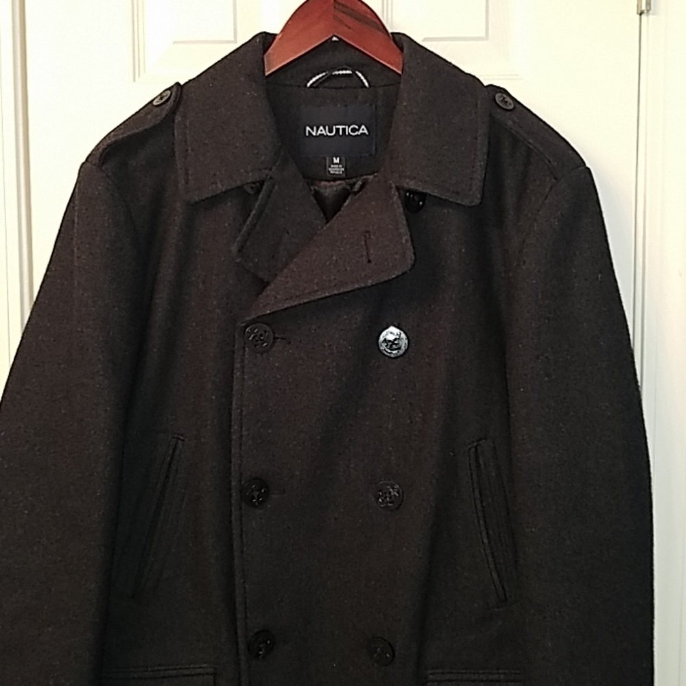 Nautica Mens Double Breasted Pea Coat Black M